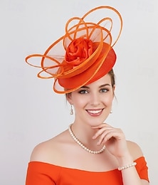 abordables -Fascinators Sinamay Mariage Anniversaire Élégant ancien Mignon Avec Plume Fleur Casque Couvre-chef