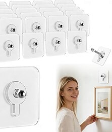 billige -24 stk. skruklistremerker uten boring, sterkt selvklebende uten spiker, ingen boring nødvendig, selvklebende veggkroker til bilderammer, usynlige opphengsspiker til fotorammer, bryllupsbilder,