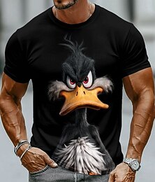 economico -Per uomo Animale 3D Divertente Anatra Maglietta Manica Corta maglietta Stampa 3D Girocollo Camicia Esagerato Designer Feste Ferie Nero Giallo Estate Primavera Abbigliamento S M L XL XXL XXXL