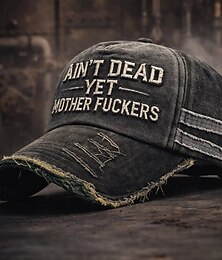 abordables -Gorra de béisbol bordada "Ain't Dead Yet" para hombres y mujeres, gorra ajustable vintage desgastada "Ain't Dead Yet Mother F*ckers", gorra divertida y humorística para papá, gorra informal de algodón