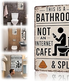 halpa -Tämä on kylpyhuone, ei internetkahvilan kyltti, hauska metallinen peltikyltti kylpyhuoneeseen, vintage-humoristinen seinäkoriste, maalaismainen alumiininen kylpyhuoneen seinätaide maalaistaloon,