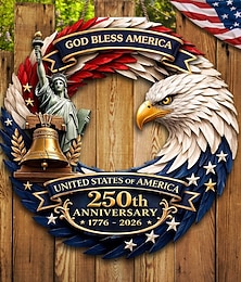 abordables -Décoration de porte patriotique en bois pour le 250e anniversaire des États-Unis, avec aigle, cloche de la Liberté et statue de la Liberté, 1776-2026, pour la fête nationale américaine du 4 juillet. Décoration de porte d'entrée pour le 4 juillet.