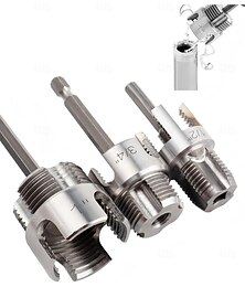 economico -3 pezzi interni integrati &utensile per filettatura esterna di tubi, utensile per filettatura di tubi a doppia funzione per 1/2" &3/4" &Kit filettatura tubi in PVC/plastica da 1", compatibile con