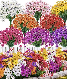 abordables -24 paquetes de flores artificiales para exteriores resistentes a los rayos UV, flores de primavera para macetas de exterior, decoración para bodas, hogar, jardín, patio, porche (8 colores)