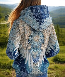 abordables -Mujer Sudadera con capucha Pullover Graphic Animal Tie-dye Elegante Punk Vintage Manga Larga Con Capucha Tops regulares Casual Hogar Calle Azul Piscina Negro Azul Marino Primavera Otoño Invierno