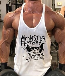 cheap -Men's Graphic Letter Workout Tank Top Running Tank Top Gym Tank Top Sleeveless Top Summer Quick Dry Moisture Wicking Gym Workout Active Training Exercise Sportswear Activewear Blue Black White