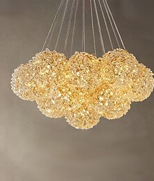 baratos -Lustre de luxo com bolas de cristal, luminária pendente simples e moderna para quarto principal ou sala de jantar, iluminação criativa e moderna.