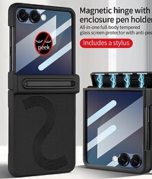 お買い得  -電話 ケース 用途 サムスンのギャラクシー Zフリップ7 Zフリップ6 バックカバー とスクリーンプロテクター PUレザー
