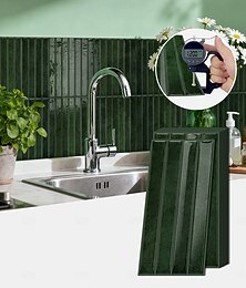 levne -20 ks 3D samolepicích samolepek na zeď s imitací dlaždic, 24,6x12 cm šedý dlouhý proužek s dekorativním vzorem, odnímatelné samolepky na zeď do kuchyně, ložnice, obývacího pokoje, renovace stěn, sada