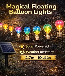 preiswerte -Solarbetriebene, wasserdichte Lichterkette aus Eisen in Form eines Heißluftballons für den Außenbereich, hängende LED-Laternen für Garten, Terrasse, Zaun, Balkon, Veranda, Hof, Villa, Gartenpartys und