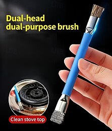 זול -5 יחידות מברשות ניקוי רב תכליתיות מפלדת אל-חלד בעלות שני ראשים, מברשת ניקוי רב תכליתית לפערים בין הכיריים ללוח הראשי, חיונית לניקוי ביתי, מברשת פלדה קטנה להסרת כתמים עוצמתית