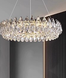 abordables -Lámpara de araña ovalada moderna de cristal de lujo, lámpara de techo colgante LED de lujo con gotas de cristal K9 para comedor, sala de estar, isla de cocina, vestíbulo de hotel 110-240v