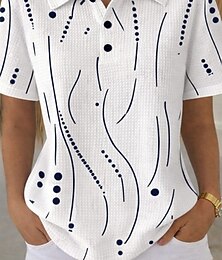 economico -Per donna Camicia Magliette Polo a Nido d'Ape Top estivi Grafico Geometrico A Pois Vintage Elegante Senza Maniche Collo ripiegato Top Regolari Matrimonio in Spiaggia Casuale Quotidiano Blu Bianco