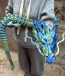 halpa -150 cm / 59 tuuman 3D-tulostettu lohikäärme, erittäin suuri 3D-lohikäärme, eläinnukke, työpöydän koriste, levoton lelu, täydellinen joulu- ja halloween-koristeisiin, lomajuhliin, ihanteellinen lahja