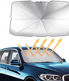 abordables -Parasol plegable para parabrisas de coche, parasol para ventana delantera que bloquea los rayos UV. &Protector térmico portátil para la mayoría de sedanes, SUV y camionetas, mantiene el vehículo