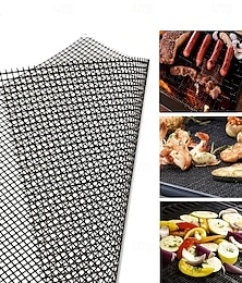 preiswerte -2/4 Stück antihaftbeschichtete Grillmatten, wiederverwendbare Grillmatten, geeignet für das Grillen im Freien, kompatibel mit Gas-, Holzkohle- und Elektrogrills, zum Garen von Fleisch, Fisch, Steaks