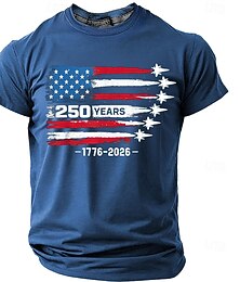 preiswerte -4. Juli 2026 250. Herren Amerikanische US-Flagge Lustiger Slang T Shirt Kurzarm T-Shirt 3D-Druck Rundhalsausschnitt Hemd Mode Täglich Täglich Straße Blau Hellblau Grapefruit-Heide Sommer Frühling