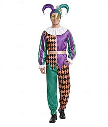 preiswerte -Outfits Clown Zirkus Lustiges Kostüm Erwachsene Herren Halloween Maskerade Party Festival Verkleiden