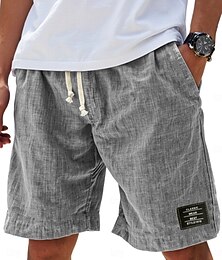 お買い得  -男性用 ショーツ サマーショーツ ビーチショーツ カジュアルショーツ ドローストリング 弾性ウエスト シンプル 純色 履き心地よい ライトウェイト 膝丈 日常 アウトドア ストリートウェア ファッション レトリ／ヴィンテージ ブルー ブラック 伸縮性なし
