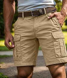 preiswerte -Herren Cargohose Cargohosen Cargo-Shorts Shorts Freizeitshorts Tasche Elastischer Bund Mehrere Taschen Einfach Einheitliche Farbe Knielang Lässig Outdoor Streetwear Mode Streetwear Meerblau Schwarz