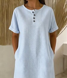 economico -Per donna Mini abito Vestito Casual Abito a righe Vestito T-Shirt Elegante Moda Quotidiano Vacanza Vestibilità regolare A righe Manica Corta Girocollo Blu Rosa Verde Estate Primavera