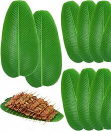 abordables -10 feuilles de bananier artificielles de 56 cm (22 pouces) pour la cuisson, idéales pour décorer une table lors d'une fête hawaïenne printanière ou estivale.