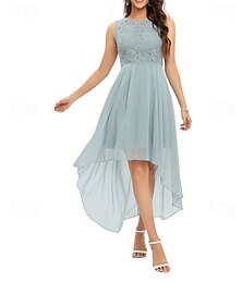 abordables -Mujer vestido largo vestido largo Vestido de raso Vestido de encaje Vestido informal Elegante Moda Moderno Exterior Vacaciones Noche Ajuste regular Plano Sin Mangas Escote en Pico Azul Piscina Rosa
