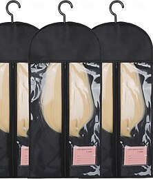 halpa -3 kpl antistaattisia peruukkien säilytysratkaisuja &hoito, peruukkiteline useille peruukeille, peruukkilaukut matkalle, pölytiivis säilytysjärjestäjä koukulla hiustenpidennyksille, peruukit