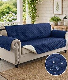 abordables -Housse de canapé réversible et imperméable pour 3 coussins, adaptée aux animaux de compagnie (y compris les chiens), lavable et dotée d'une bande élastique antidérapante.