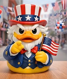 abordables -Figurine d'oncle canard patriotique, statuette amusante d'oncle canard avec drapeau américain &Chapeau haut-de-forme, décorations du 4 juillet, décoration intérieure américaine originale, décoration