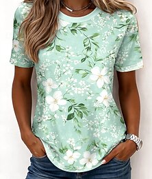 economico -Per donna Maglietta Stampato Floreale Grafico Piante Bohemien Hawaiano Elegante Manica Corta Girocollo Top lunghi Quotidiano Blu Nero Rosa Chiaro Giallo Verde scuro Estate Primavera