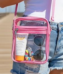 economico -Borsa a tracolla da donna in PVC trasparente, disponibile in diverse misure (grande e piccola), con tracolla regolabile, elegante e multicolore, ideale per vacanze al mare, viaggi e per l'uso quotidiano.