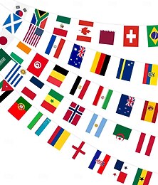 economico -Bandiere di 48 paesi del mondo, striscioni decorativi per la Coppa del Mondo di calcio 2026, ghirlande di bandierine in tessuto bifacciali per feste sportive in città, bar, club, giardini e strade.