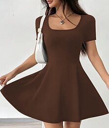 ieftine -Pentru femei Seturi din două piese Seturi de fuste Manșon scurt Pătrat Simplu Modă Șic Stradă Casual Zilnic În aer liber Negru Maro Gri Vară Zvelt