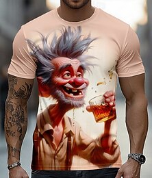 Недорогие -Забавная футболка с карикатурой на старика, пьющего виски, мужская, с 3D-рисунком, сумасшедший пьяный дедушка, мультяшный рисунок, короткий рукав, круглый вырез, повседневная футболка, подарок для