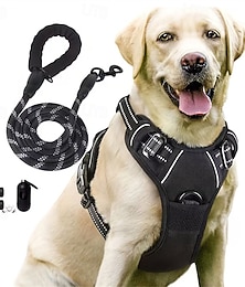 abordables -Ensemble 3 pièces pour chien : harnais anti-fugue, laisse et distributeur de sacs à déjections canines. Gilet doux, confortable et respirant avec bandes réfléchissantes nocturnes, idéal pour les