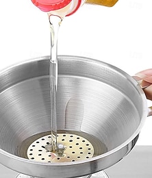 abordables -Embudo de acero inoxidable apto para uso alimentario con colador desmontable, boca ancha, embudo de cocina reforzado, filtro doméstico para llenar botellas, aceites, zumos, café, leche.