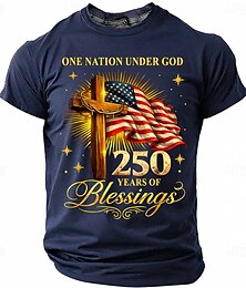 preiswerte -4. Juli 2026 250. Herren Flagge T Shirt Kurzarm T-Shirt 3D-Druck Rundhalsausschnitt Hemd Mode Designer Einfach Lässig Täglich Party Blau Hellblau Wasserblau Sommer Frühling Bekleidung S M L XL XXL
