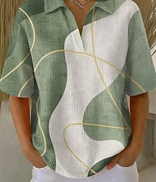 economico -Per donna Camicia a nido d'ape Camicia casual Top estivi Grafico Geometrico Elegante Attivo Vacanza Senza Maniche Top Regolari Quotidiano All'aperto Lavoro Viola chiaro Verde Arcobaleno Estate
