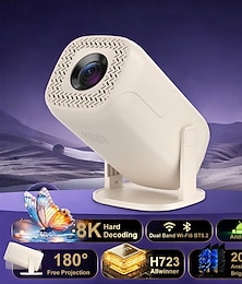 abordables -Projecteur intelligent portable avec Android 14, Wi-Fi 6, Bluetooth 5.2, rotation à 180°, décodage 8K, 200 lumens ANSI, idéal pour la maison et l'extérieur, compatible avec les clés TV, iOS et