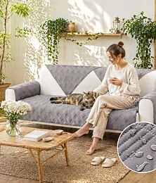 abordables -Housse de canapé imperméable pour coussin de canapé, housse de protection de meubles résistante à l'eau avec bâtons en mousse et sangles élastiques pour animaux de compagnie et chats