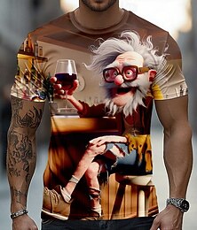 abordables -Hombre de impresión en 3D 3D Camiseta Manga Corta Camiseta Impresión 3D Cuello Barco Camisa Exagerado Design Diario Discoteca Fiesta Azul Piscina Púrpura Cscuro Blanco Verano Primavera Todas las