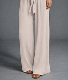 abordables -Femmes Taille EU / US Jambe large Pantalon palazzo Vacances Basique Décontracté Quotidien Longueur complète Taille Haute Uni Couleur Unie Jambe de démarrage Confort Confortable Non Elastique