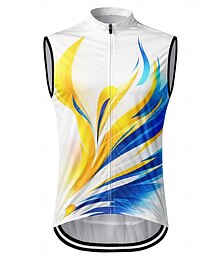 お買い得  -男性 サイクリングベスト サイクリングジャージー 抽象的 ノースリーブ バイク ベスト ジャージー トップス 3つのリアポケット付き 速乾性 後ポケット 吸汗性 高通気性 スポーツ ブルー 衣類