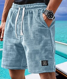 Недорогие -Муж. Вафельные шорты Шорты Летние шорты Повседневные шорты Кулиска Карман Эластичная талия Полотняное плетение Комфорт Дышащий Короткие на открытом воздухе Отпуск Спорт На каждый день