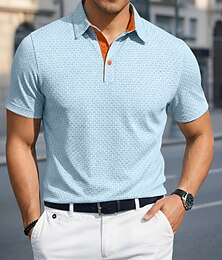 abordables -Hombre Con Texturas Polo de punto gofre Casual Negocio Clásico Manga Corta Moda Moderno Color sólido Secado rápido Botones Verano Primavera Ajuste regular Azul Piscina Negro Blanco Azul Marino Verde