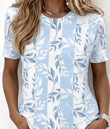 お買い得  -女性用 Tシャツ プリント オンブル’ フラワー グラフィック スタイリッシュ クラシック カジュアル 半袖 クルーネック ラウンドネック レギュラートップス カジュアル 日常 ブルー ライトパープル ライトブルー 夏 春 秋