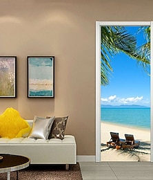 abordables -Autocollant de porte amovible en PVC, décoratif et repositionnable pour mur ou porte. &Sticker mural en verre pour chambre, salon, salle de bain – 77 x 200 cm