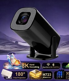 abordables -Projecteur intelligent portable avec Android 14, Wi-Fi 6, Bluetooth 5.2, rotation à 180°, décodage 8K, 300 lumens ANSI, idéal pour la maison et l'extérieur, compatible avec les clés TV, iOS et