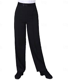 abordables -Pantalon de danse de salon latine pour homme - pantalon professionnel taille haute à jambes larges et évasées pour la salsa & concours